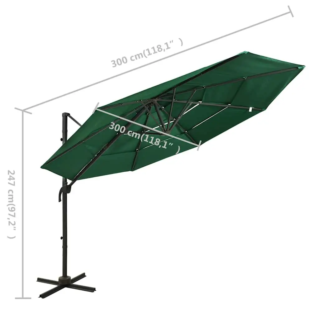 Garden Parasol 3x3m Outdoor Sunshade Patio Umbrella Crank Tilt Green