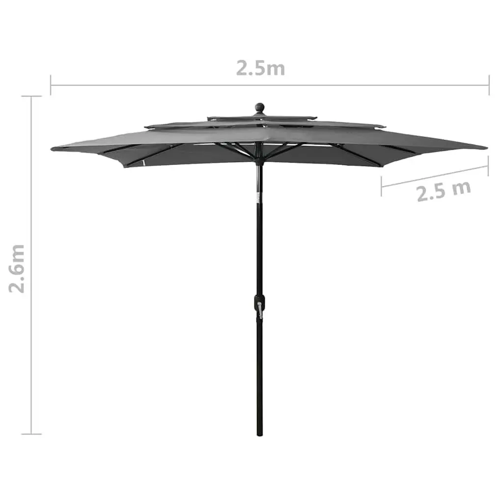 3-Tier Garden Parasol, 2.5x2.5m, UV Protective