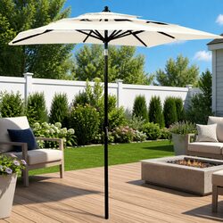 3-Tier Garden Parasol Dimensions: 2x2m Beige Umbrella