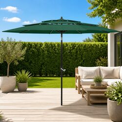 3m Green Outdoor Parasol with Aluminium Crank & Tilt