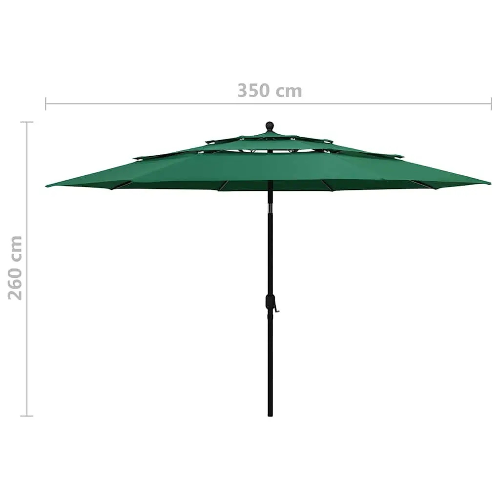 Garden Parasol Outdoor Patio Sunshade Umbrella 3.5m Green