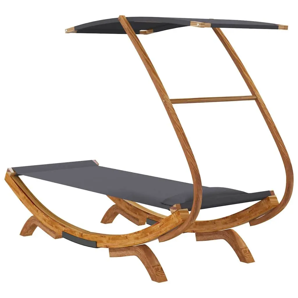 Outdoor Lounge Bed with Canopy for Garden and Patio Anthracite 100L x 190W x 134H cm