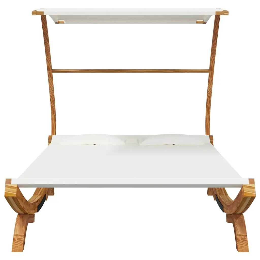 Outdoor Lounge Bed with Canopy for Garden Patio Cream
