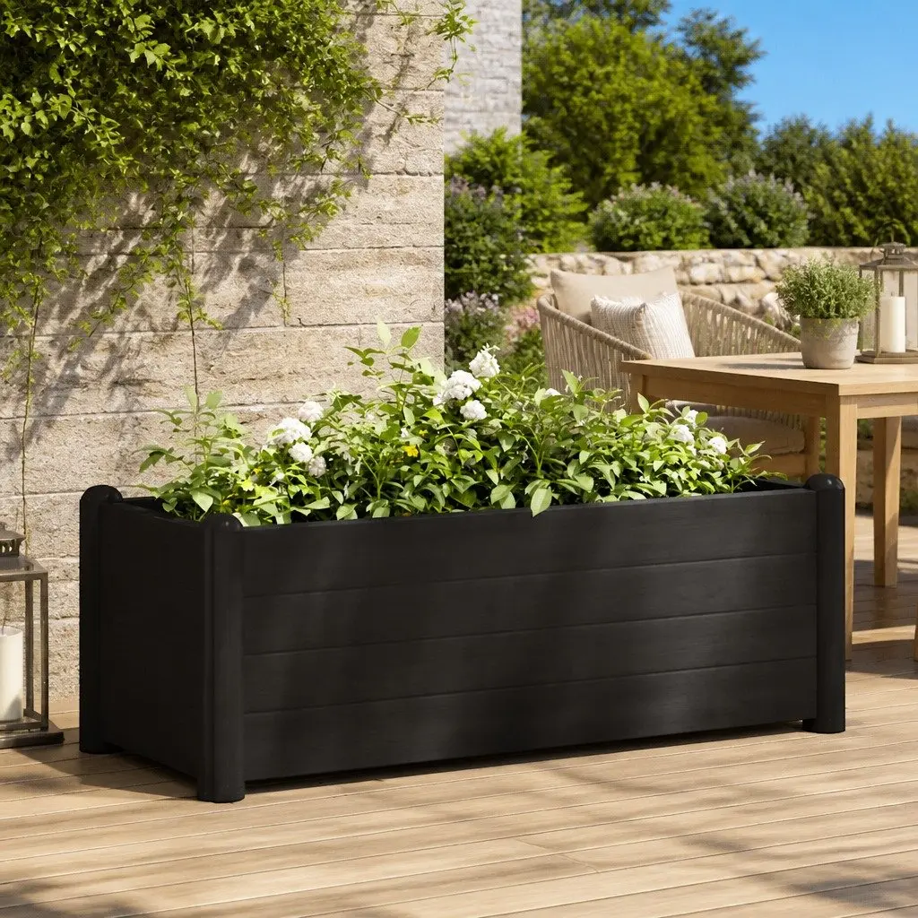 Anthracite Raised Garden Planter Indoor Outdoor 100x43x35cm Polypropylene