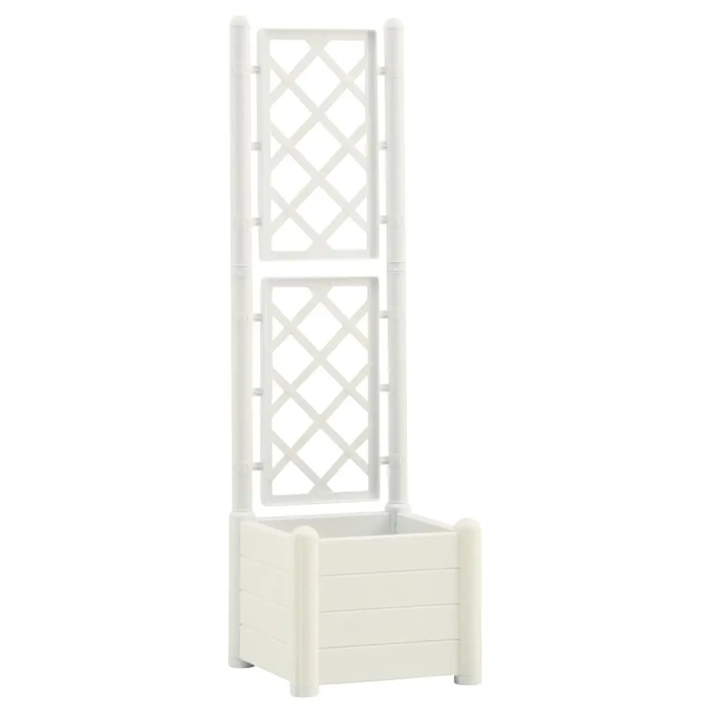 White Garden Planter with Trellis