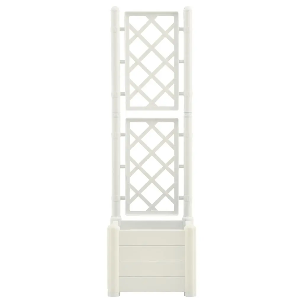 White Garden Planter with Trellis