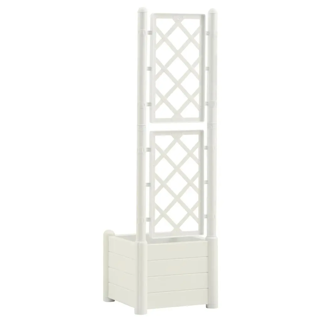 White Garden Planter with Trellis