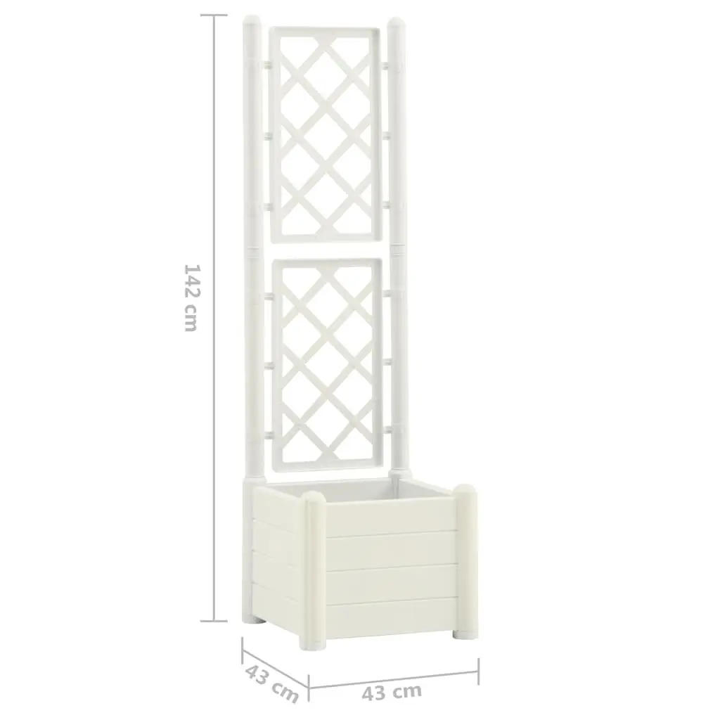 White Garden Planter with Trellis