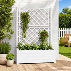 Garden Planter Specifications: 100 x 43 x 142 cm, White PP Pot