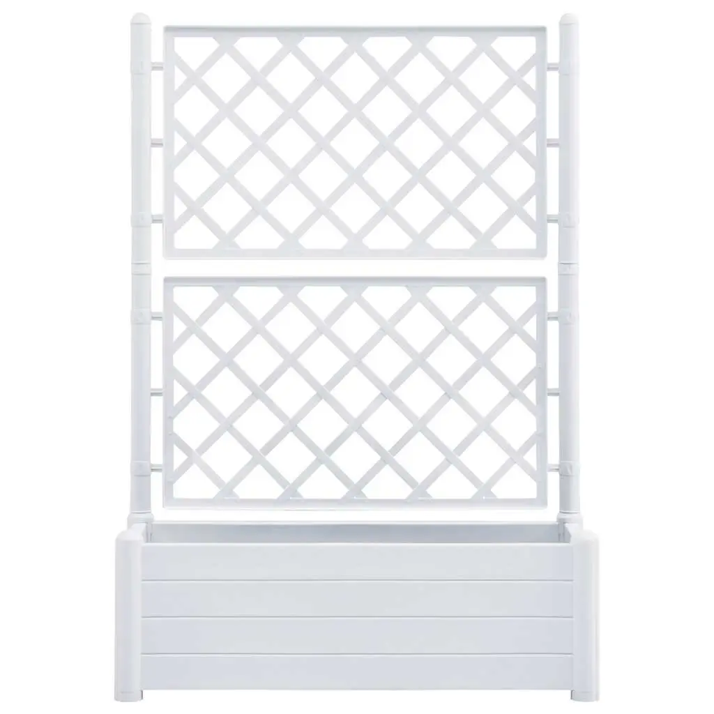 Garden Planter with Trellis Support for Outdoor Use 100 x 43 x 142 cm White PP Pot