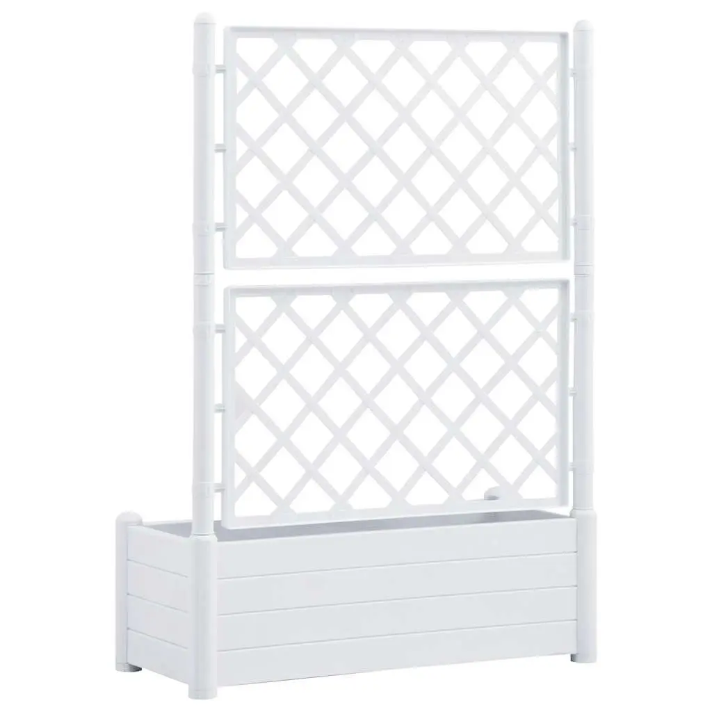 Garden Planter with Trellis Support for Outdoor Use 100 x 43 x 142 cm White PP Pot