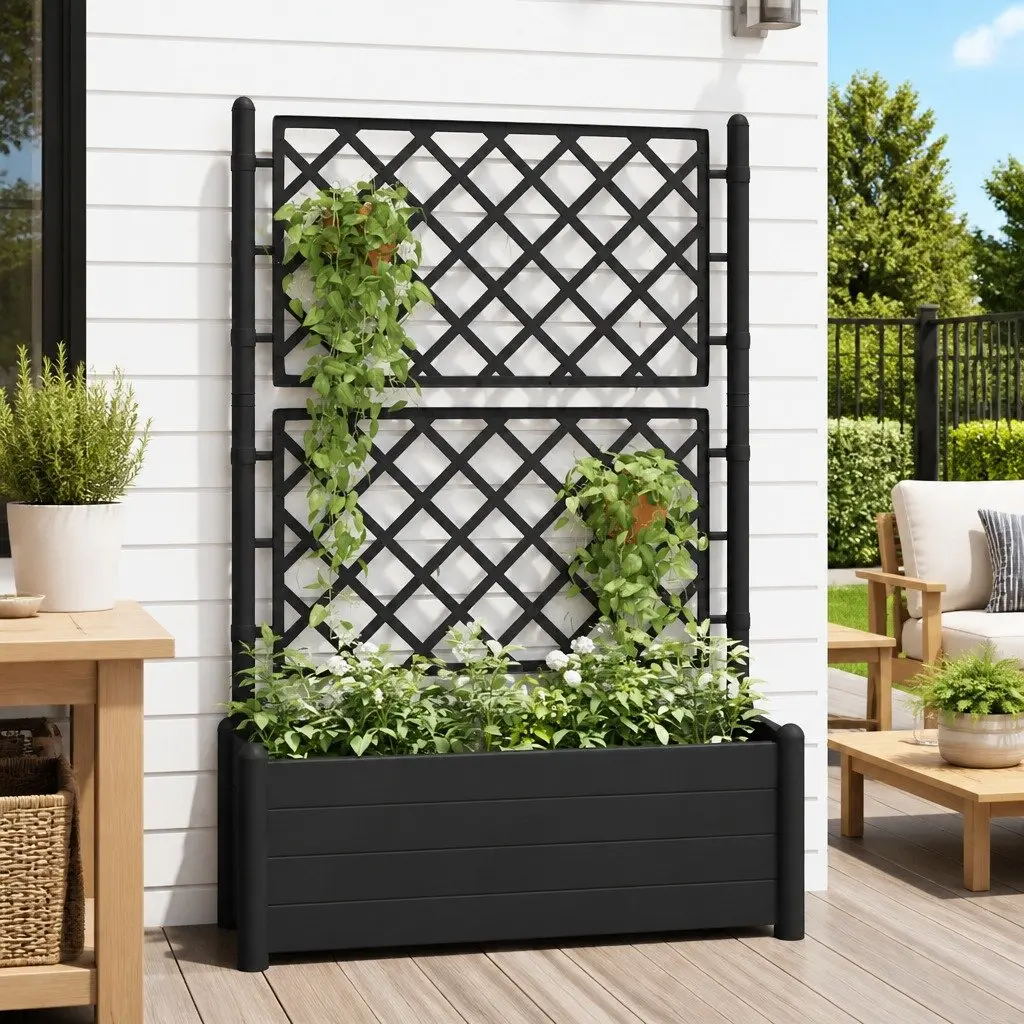 Garden Planter with Trellis Outdoor 100 x 43 x 142 cm