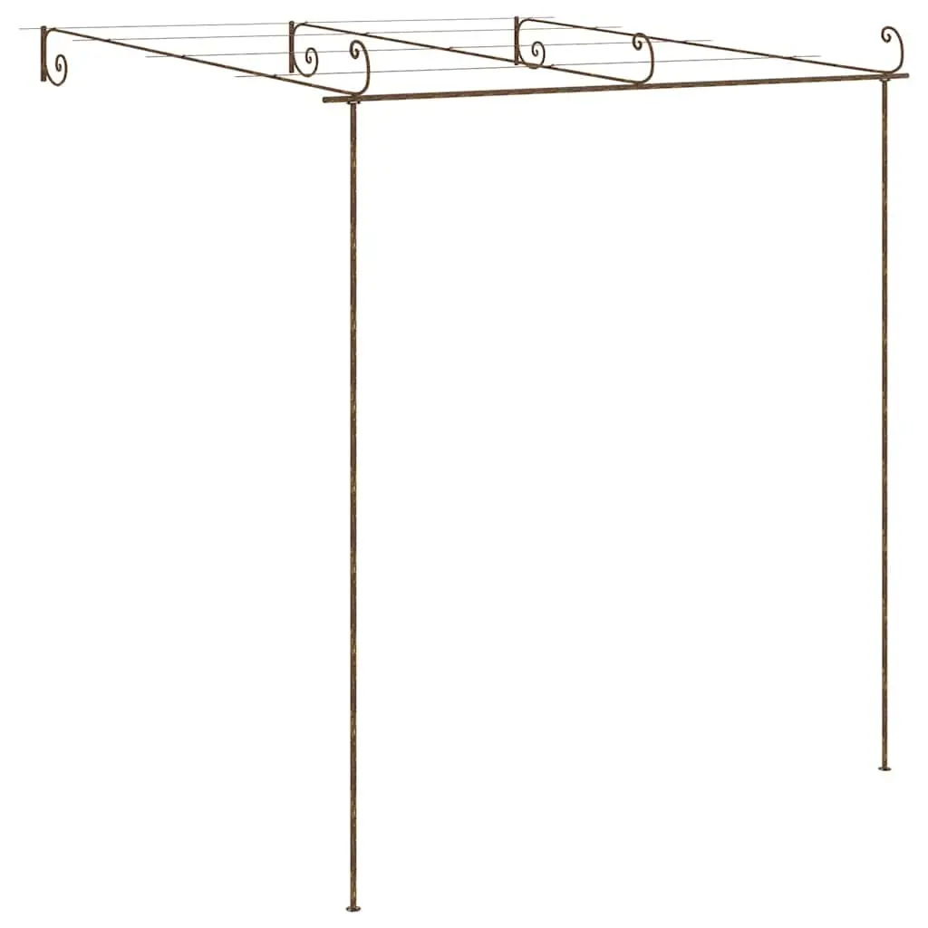 Garden Pergola Lean-to Outdoor Structure Wrought Iron Frame Brown 3x3x2.5m
