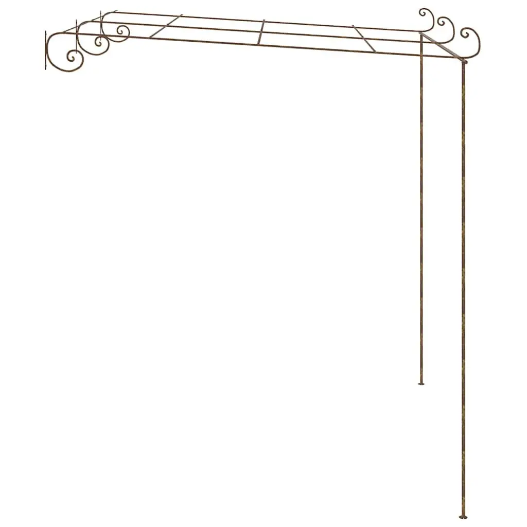 Garden Pergola Lean-to Outdoor Structure Wrought Iron Frame Brown 3x3x2.5m
