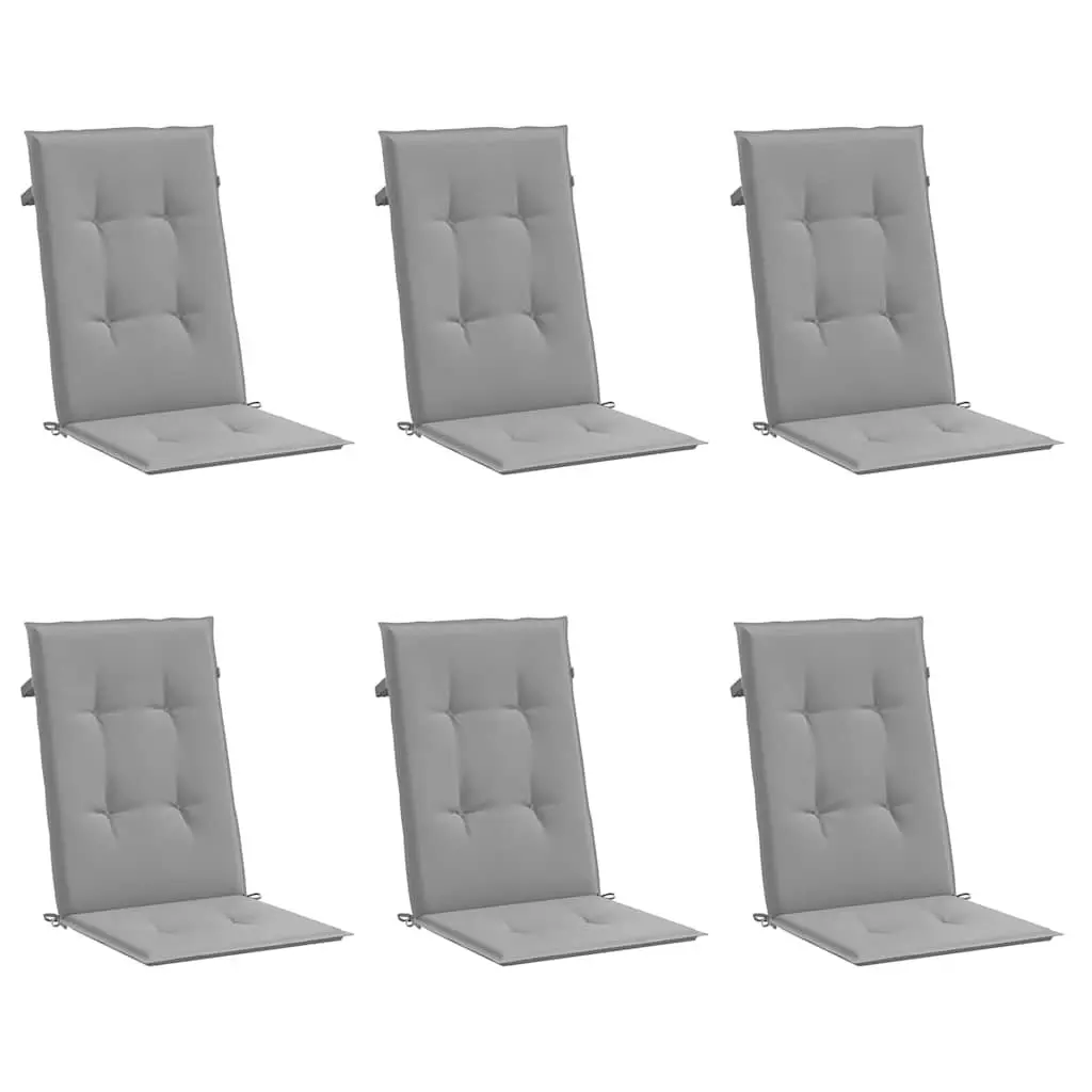 Highback Chair Cushions Set of 6 for Garden and Patio 120x50x3 cm Grey Outdoor and Indoor Use