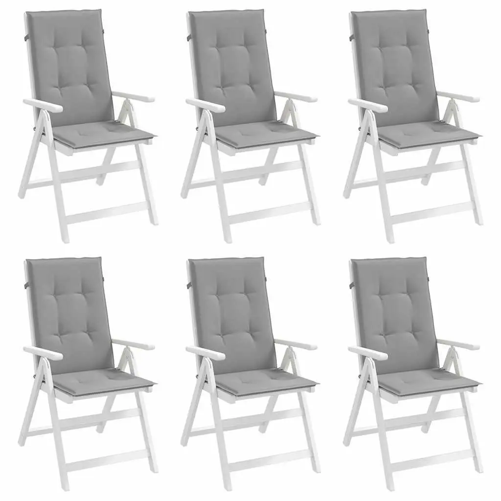 Highback Chair Cushions Set of 6 for Garden and Patio 120x50x3 cm Grey Outdoor and Indoor Use