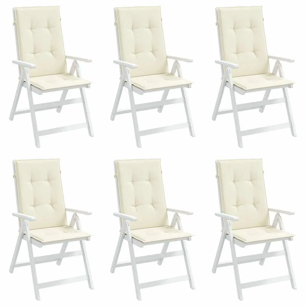 Highback Chair Cushions 6 Piece Set Cream Outdoor Garden Patio Seat Pad Cushion