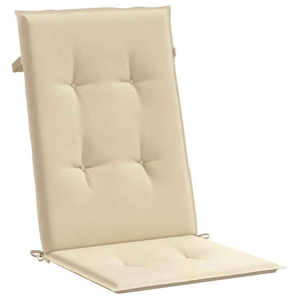 Garden Highback Chair Cushions 6 Pcs Beige Outdoor Patio Seat Pad Set