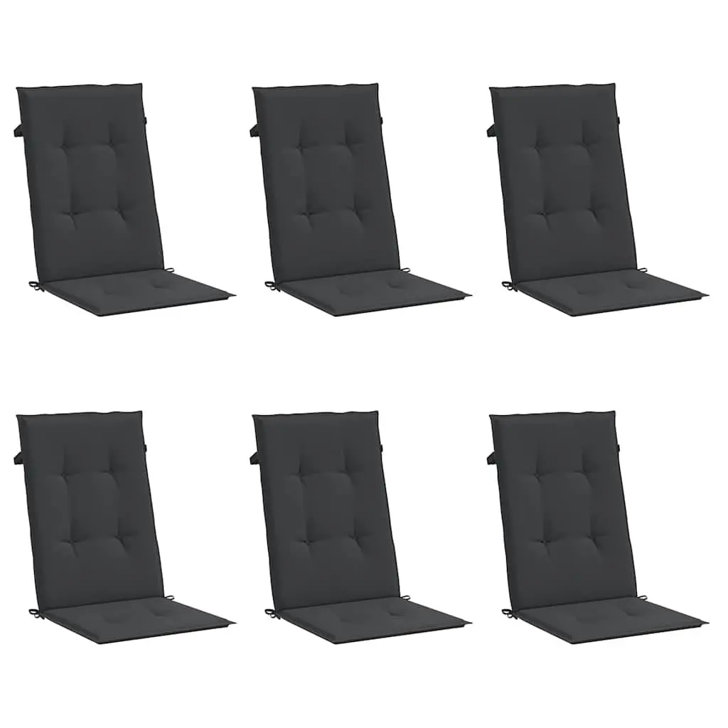 Highback Chair Cushions 6 pcs Black 120x50x3 cm Garden Outdoor Patio Seating Pad