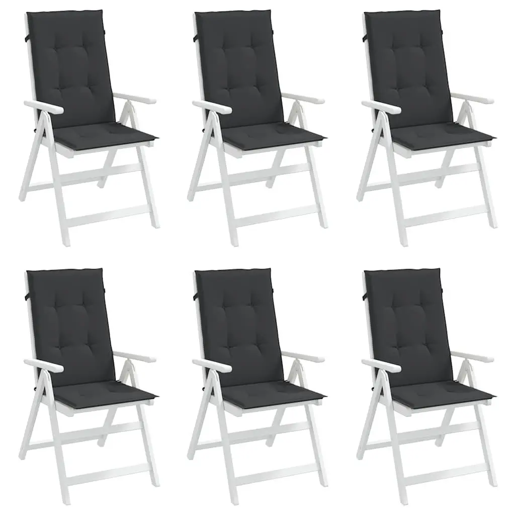 Highback Chair Cushions 6 pcs Black 120x50x3 cm Garden Outdoor Patio Seating Pad