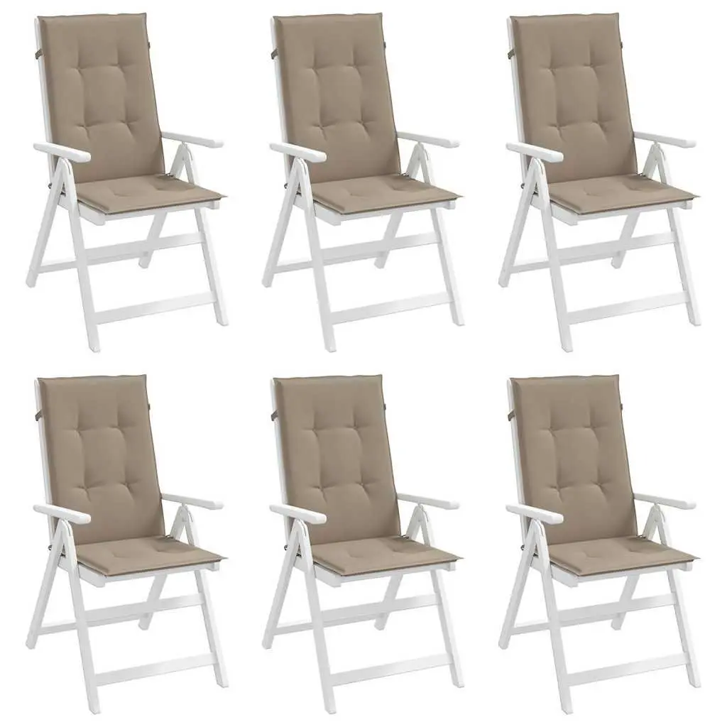 Highback Chair Cushions 6 pcs Taupe Outdoor Garden Patio Seat Pad Foam Fill