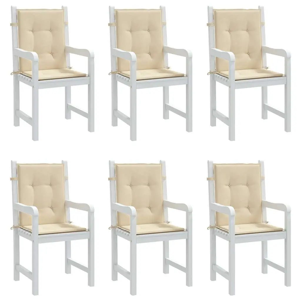 6 Beige Lowback Chair Cushions Set