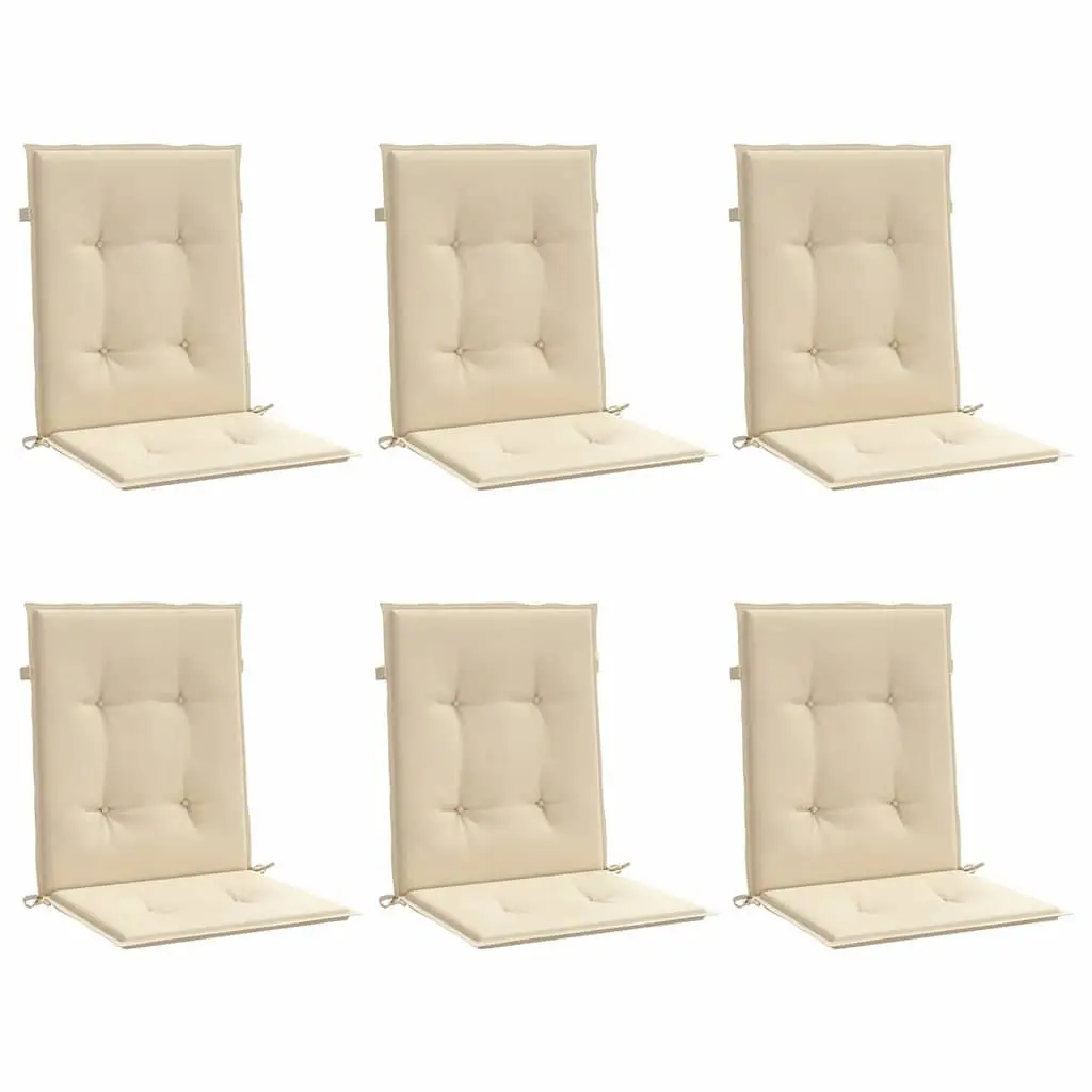 6 Beige Lowback Chair Cushions Set