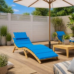 Sun Lounger Cushion Pad Outdoor Garden Patio Chair Seat Blue 186x58x4cm Oxford