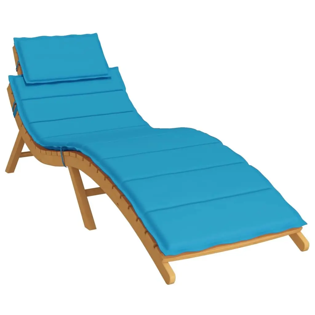 Outdoor Lounger Cushion Pad Blue 186x58x4cm Soft Foam Oxford Fabric for Garden and Patio Chair