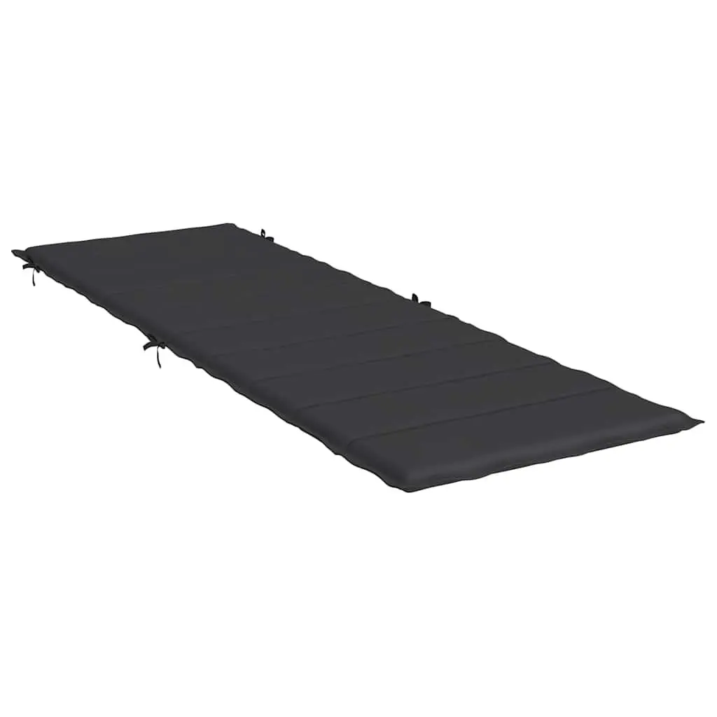Sun Lounger Cushion Outdoor Chair Pad 186 x 58 cm Black Oxford Fabric