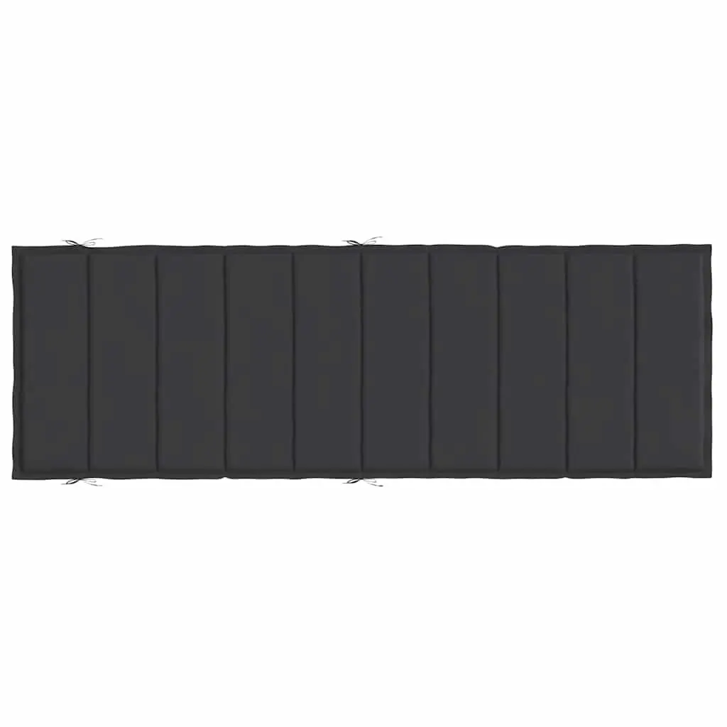 Sun Lounger Cushion Outdoor Chair Pad 186 x 58 cm Black Oxford Fabric