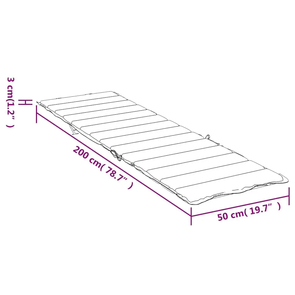 Sun Lounger Cushion Outdoor Garden Patio 200x50cm Grey Water Resistant