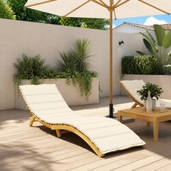 Sun Lounger Cushion Cream Outdoor Garden Patio Chair Pad 200x50x3cm Oxford