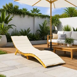 Sun Lounger Cushion Dimensions 200x60x3cm, Cream