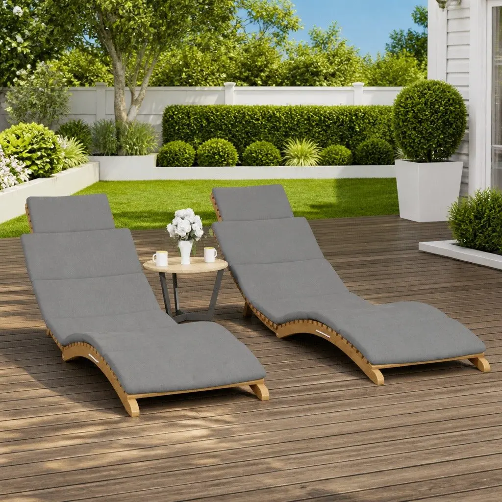 Sun Loungers for Garden 2 Piece with Cushions Ergonomic Adjustable Backrest Folding