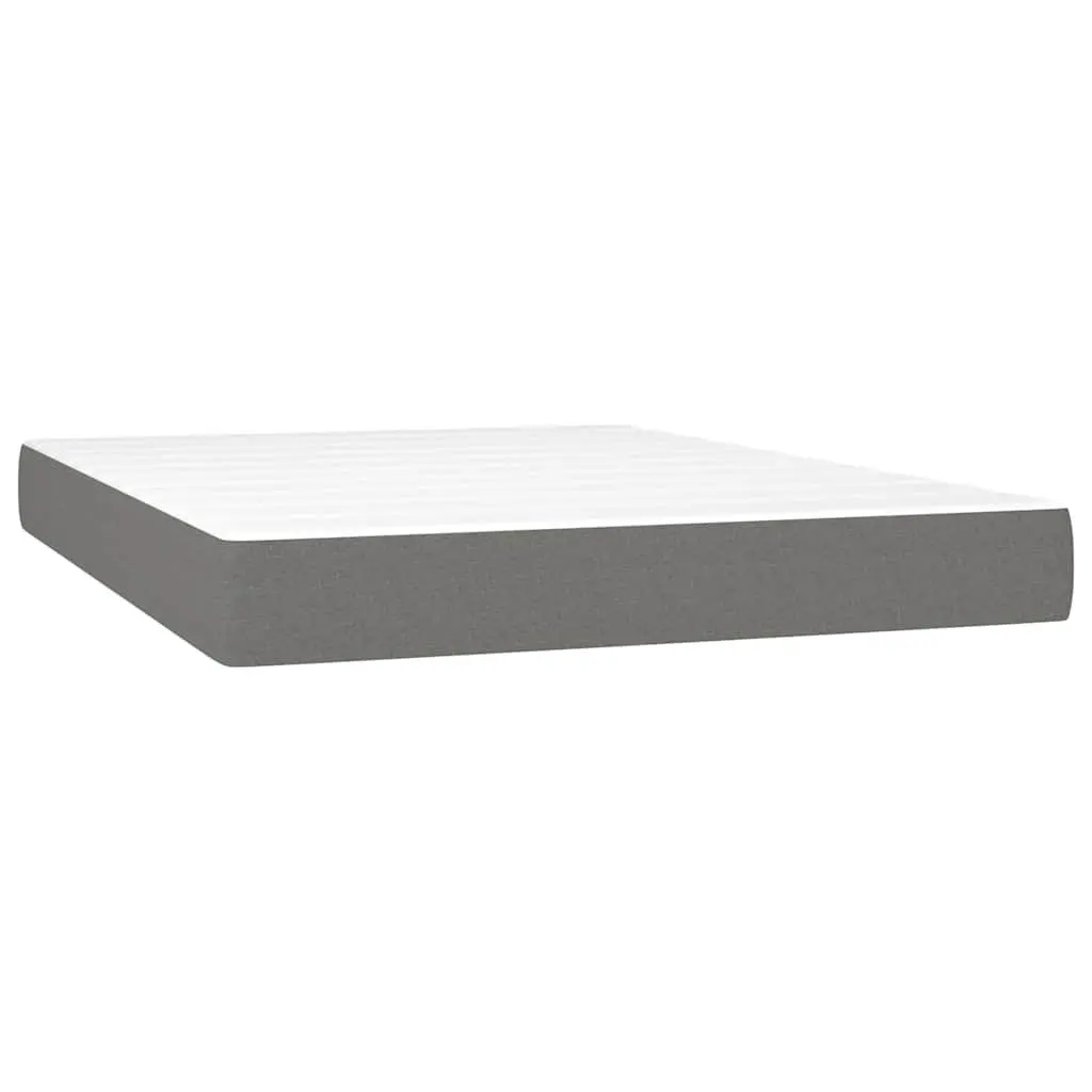 Box Spring Bed with Mattress Queen Size 152x203 cm Grey Fabric Bedroom Furniture