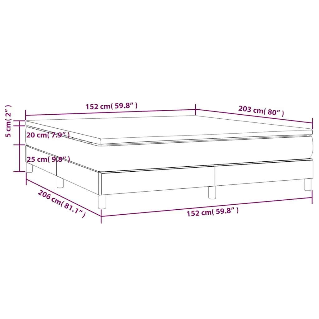 Box Spring Bed with Mattress Queen Size 152x203 cm Grey Fabric Bedroom Furniture