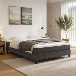 Queen Size Box Spring Bed - Dimensions 153x203 cm, Grey