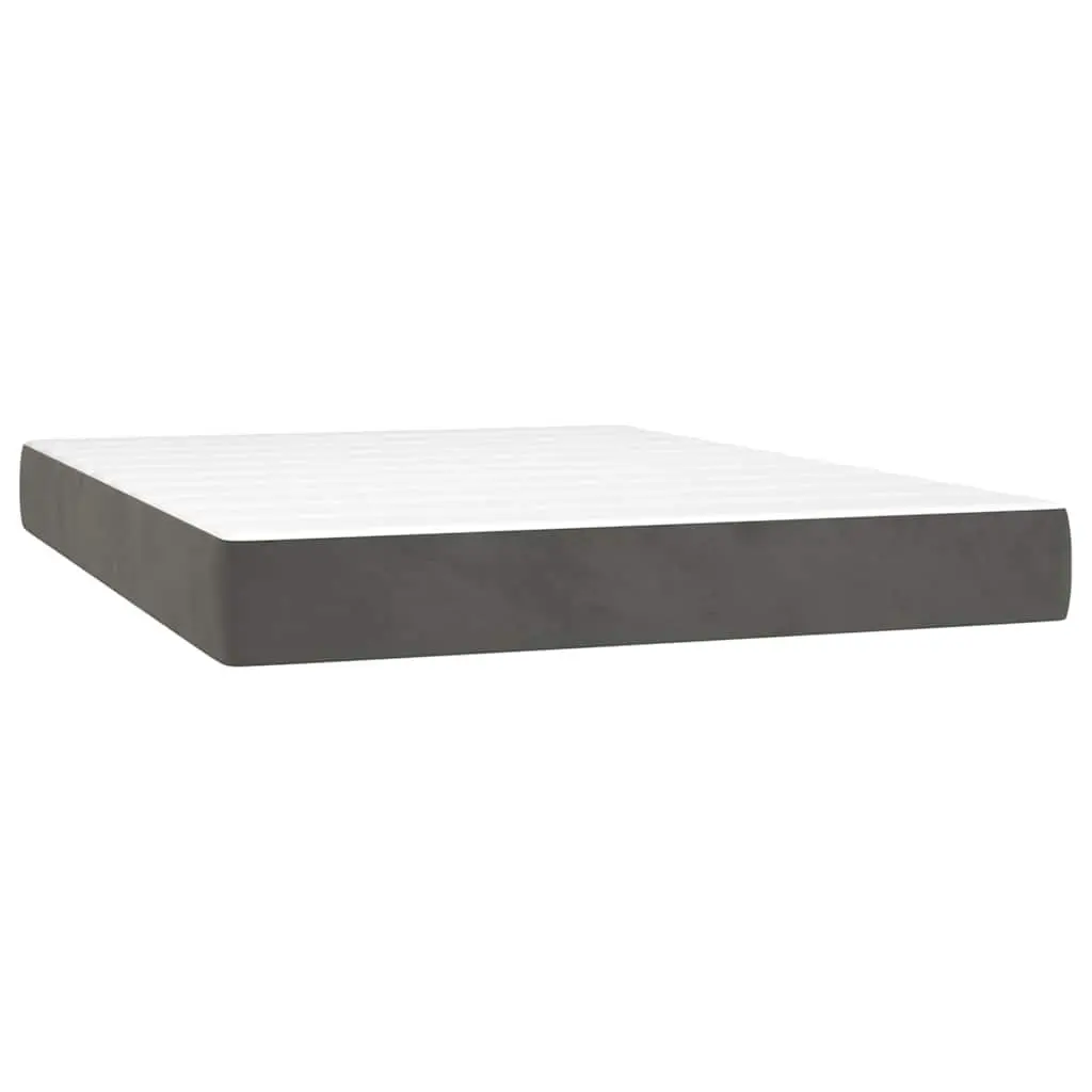 Queen Size Box Spring Bed with Pocket Spring Mattress Grey Velvet 153x203 cm