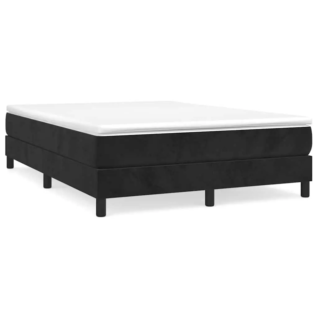 Box Spring Bed with Pocket Spring Mattress for Bedroom Queen Size Black Velvet 153x203cm