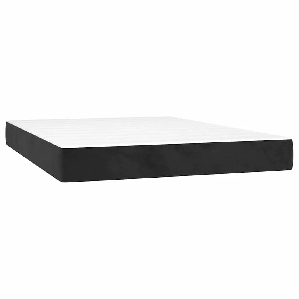 Box Spring Bed with Pocket Spring Mattress for Bedroom Queen Size Black Velvet 153x203cm