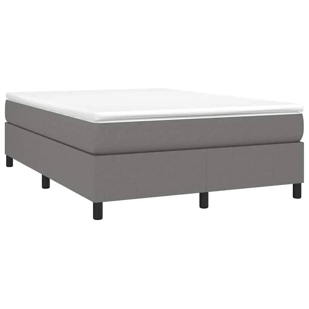 Queen Size Box Spring Bed with Pocket Spring Mattress Grey Fabric 153x203cm