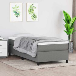 King Single Box Spring Bed: 106 x 203 cm, Grey Fabric