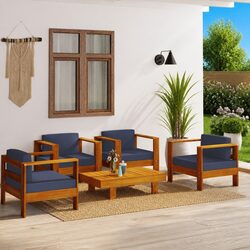 5 Piece Garden Lounge Set Specifications: Solid Acacia Wood