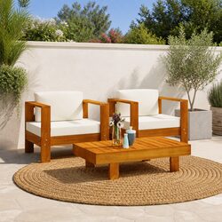 3-Piece Solid Wood Garden Lounge Set with Cushions Included