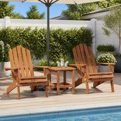 Outdoor Adirondack Chairs 2 pcs Solid Wood Garden Patio Seating Foldable Brown