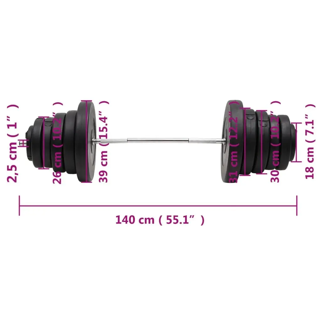 90 kg Barbell Set with Plates for Strength Training