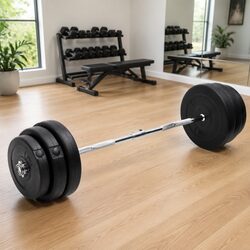 90 kg Curl Barbell Set - Steel Bar & Cement Plates