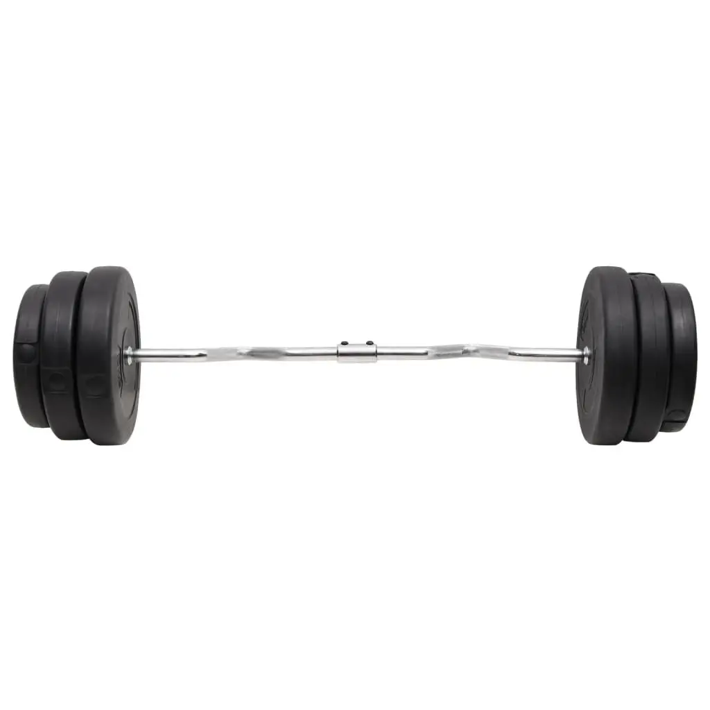 Curl Barbell with Plates 90kg Black Weightlifting Set Home Gym Free Weights
