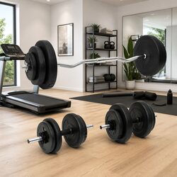 60kg Complete Barbell Dumbbell Weight Set - Specs Inside
